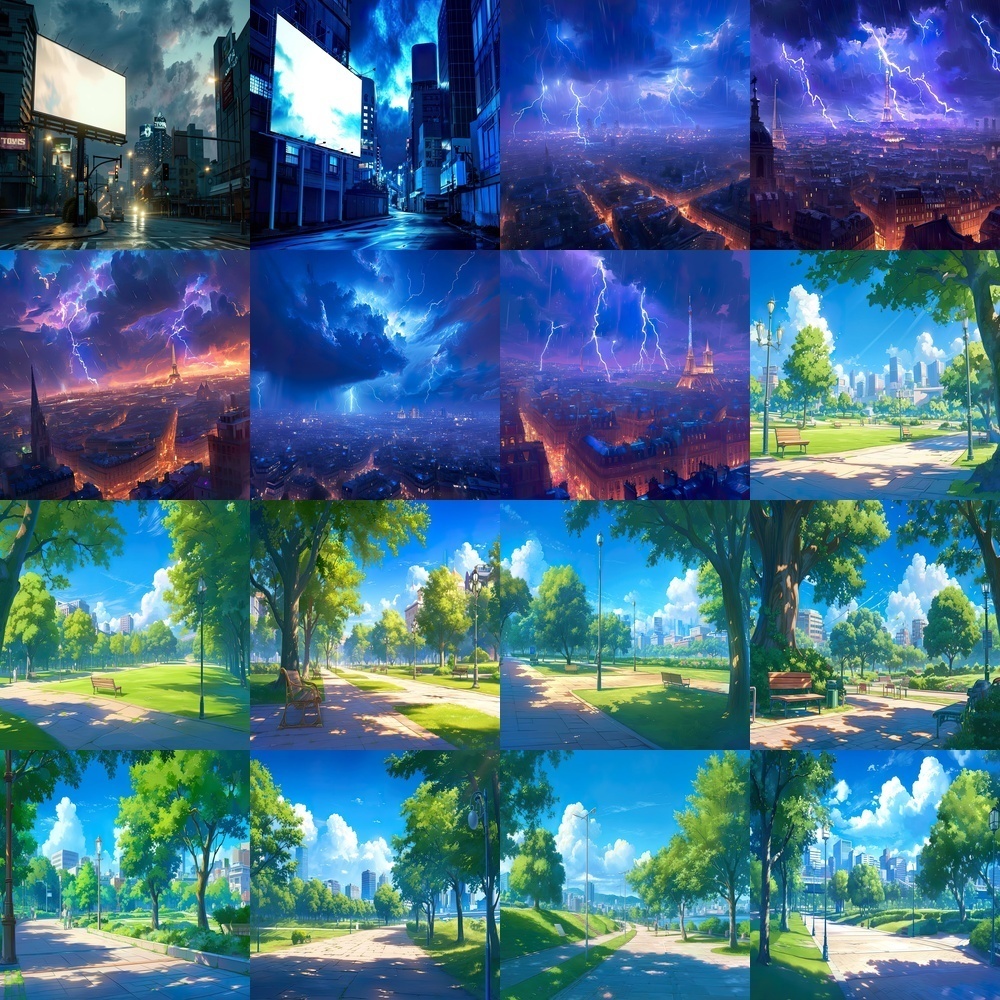 都会の風景と夜景背景パック