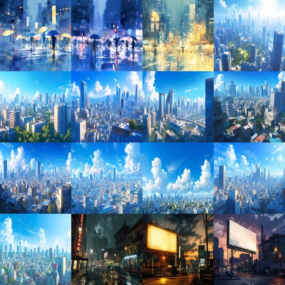 都会の風景と夜景背景パック