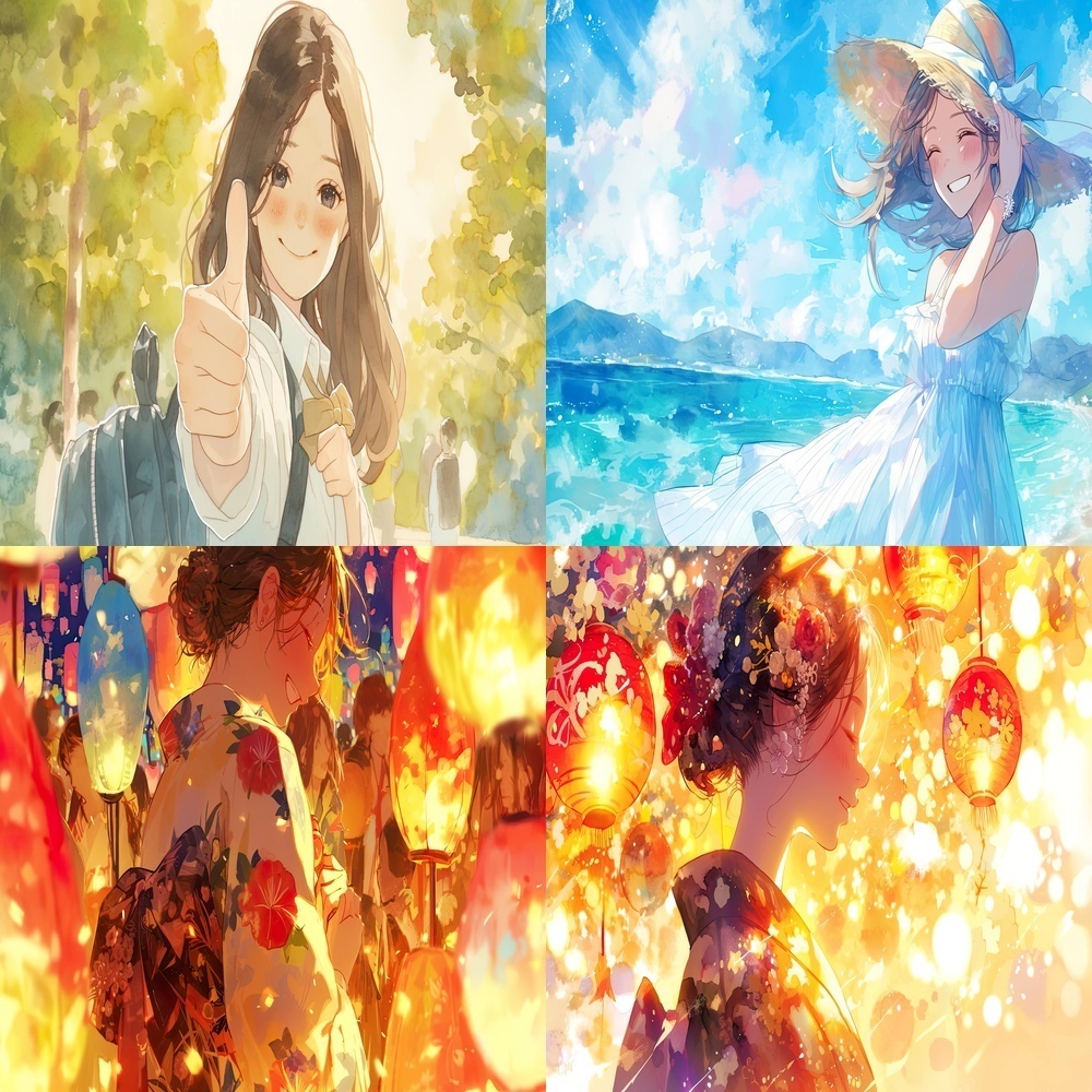 女性ポートレートと多彩なシーン背景パック