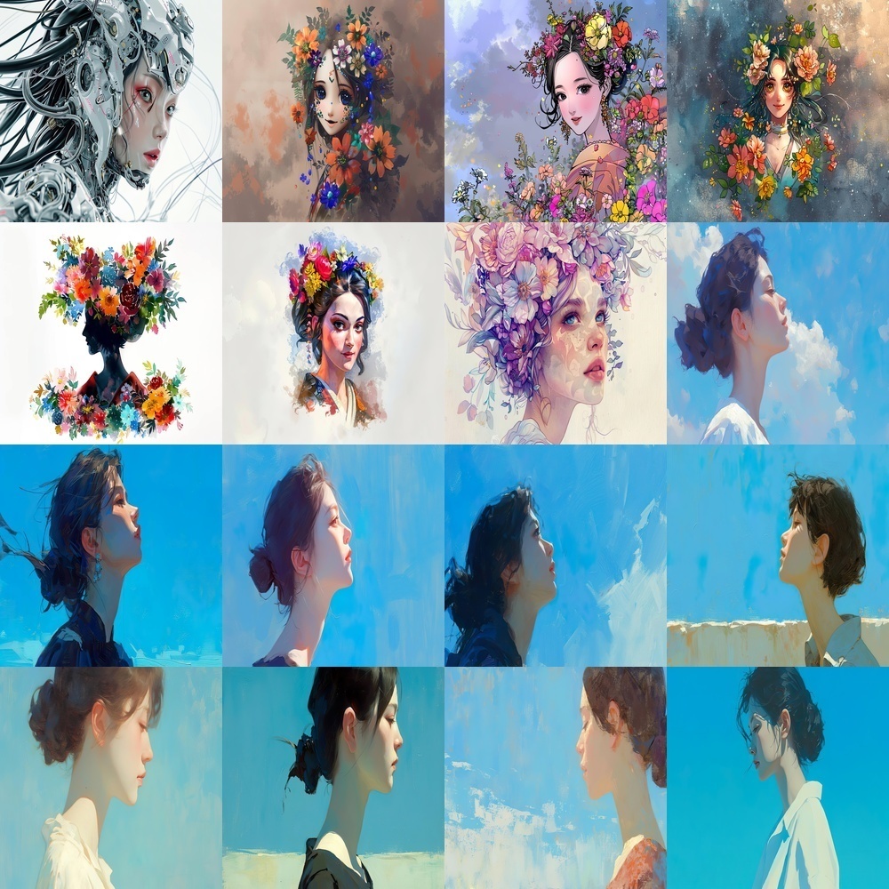 女性ポートレートと多彩なシーン背景パック