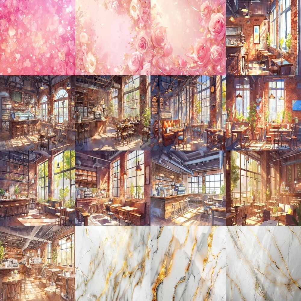 豪華カフェとキラキラ背景パック