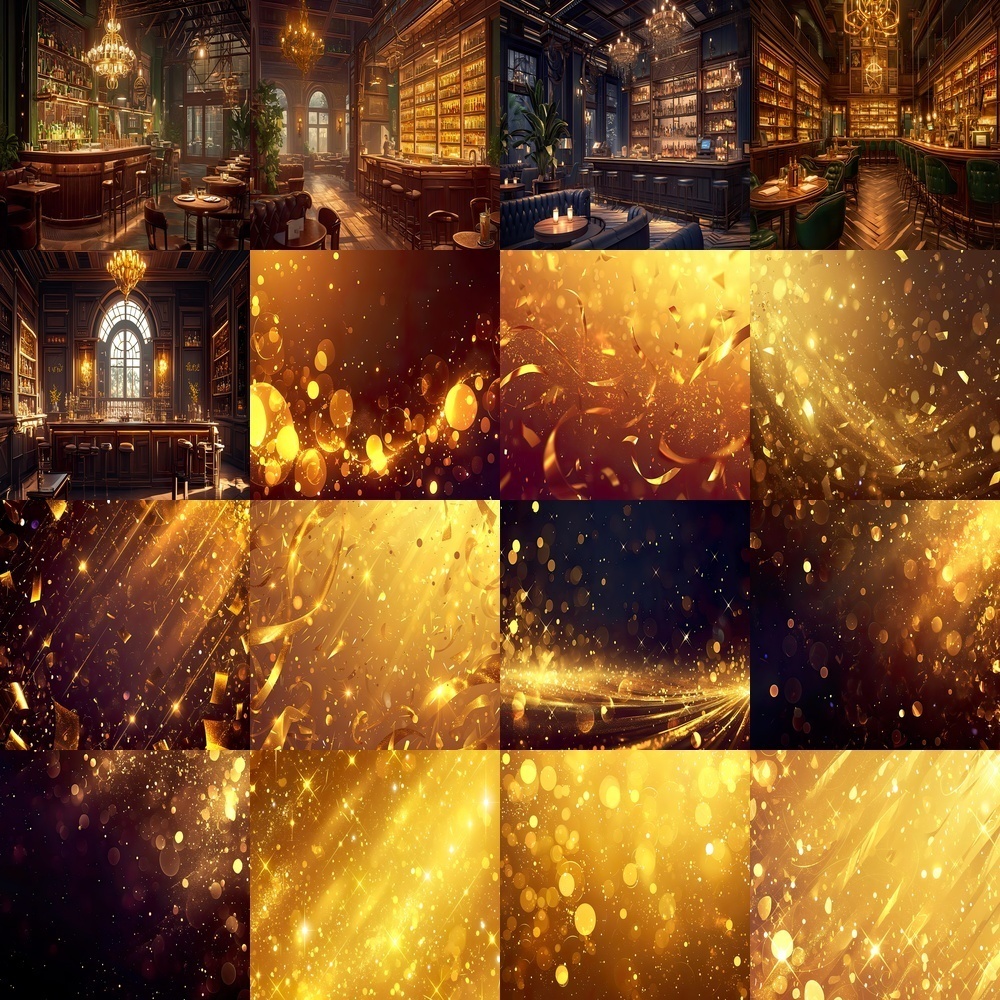 豪華カフェとキラキラ背景パック