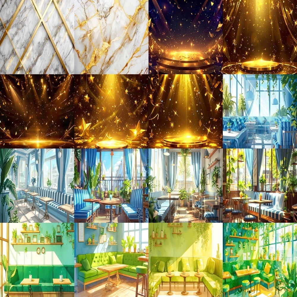 豪華カフェとキラキラ背景パック