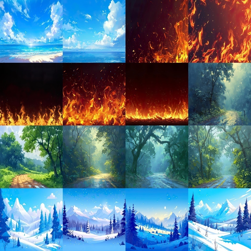 多彩なシーンと季節背景パック