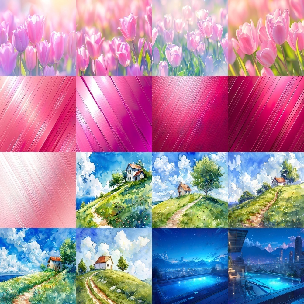 多彩なシーンと季節の幻想背景パック