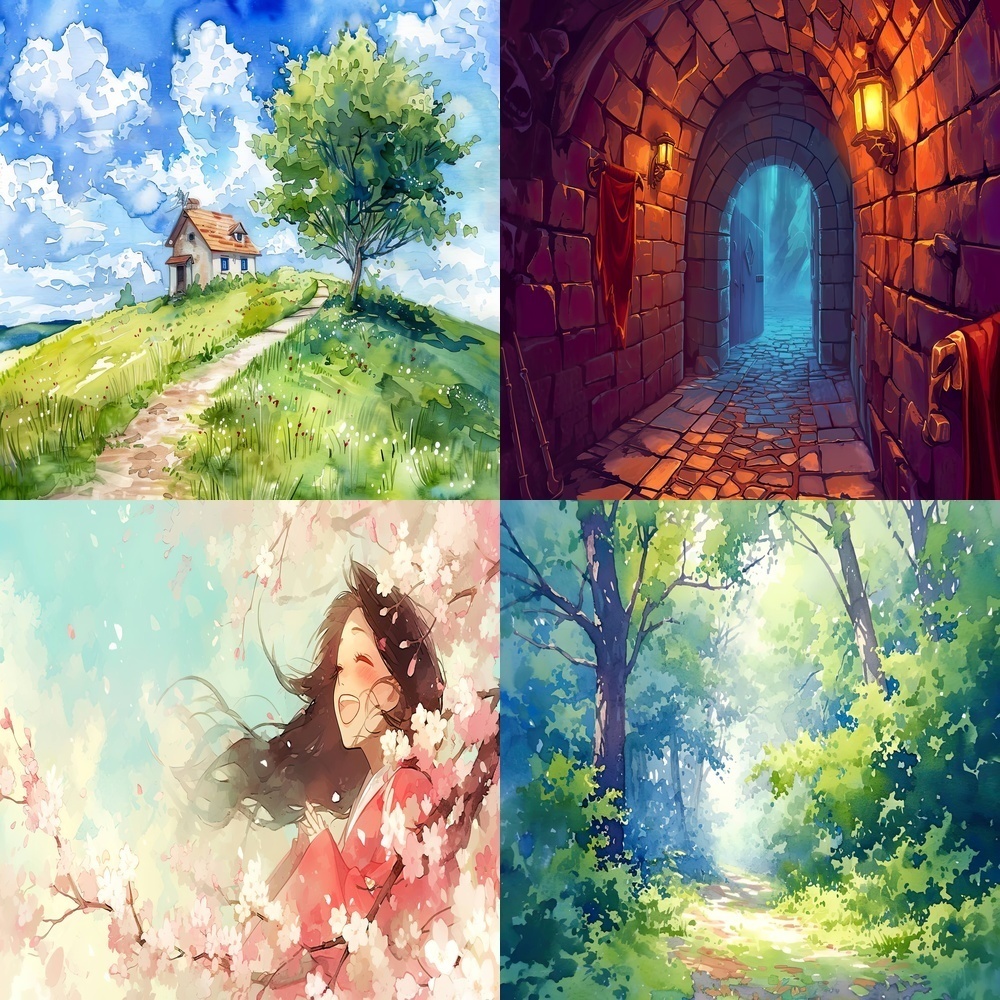 多彩なシーンと季節の幻想背景パック