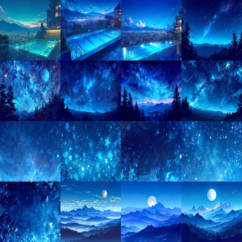 多彩なシーンと季節の幻想背景パック