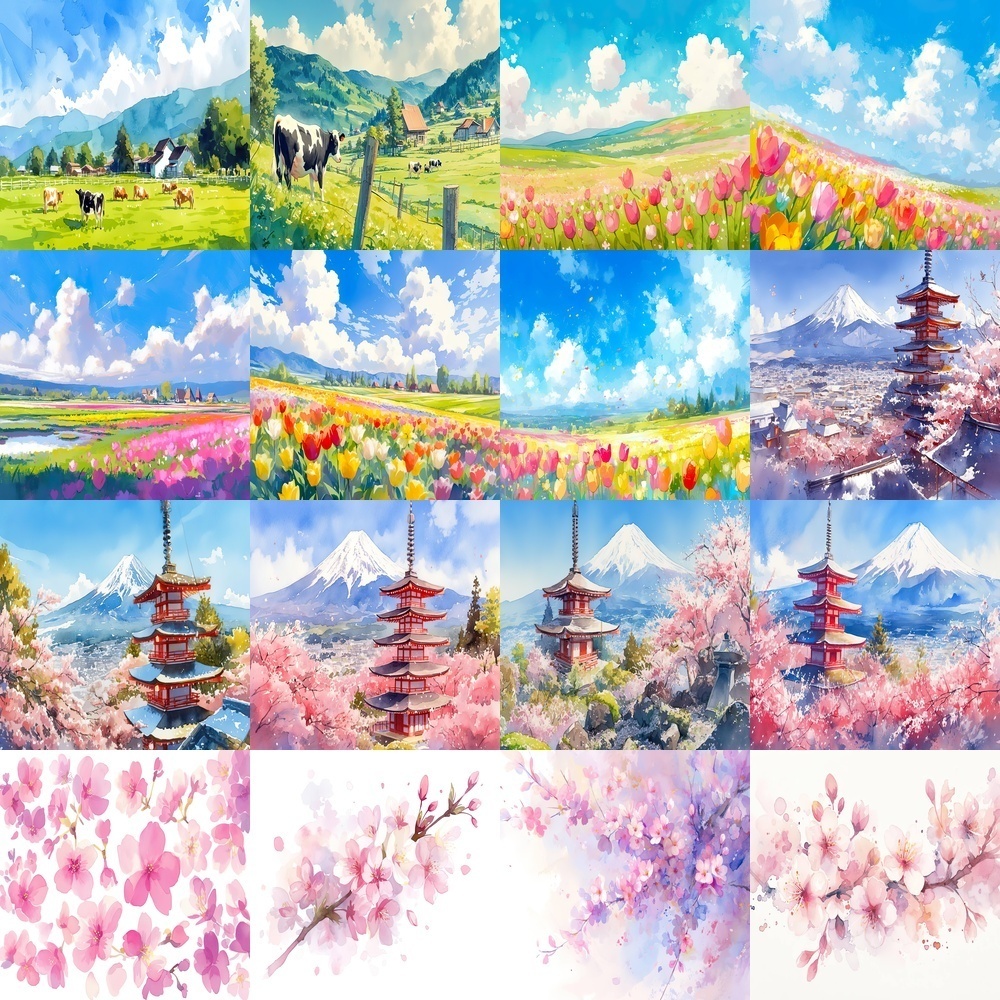 水彩画風背景パック