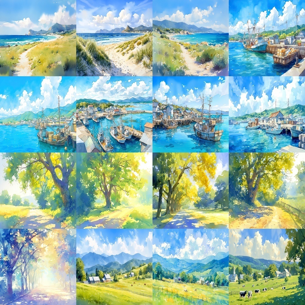 水彩画風背景パック