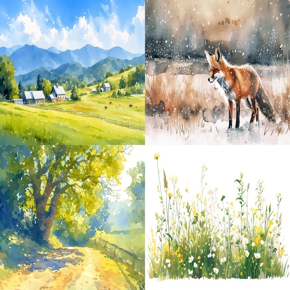 水彩画風背景パック