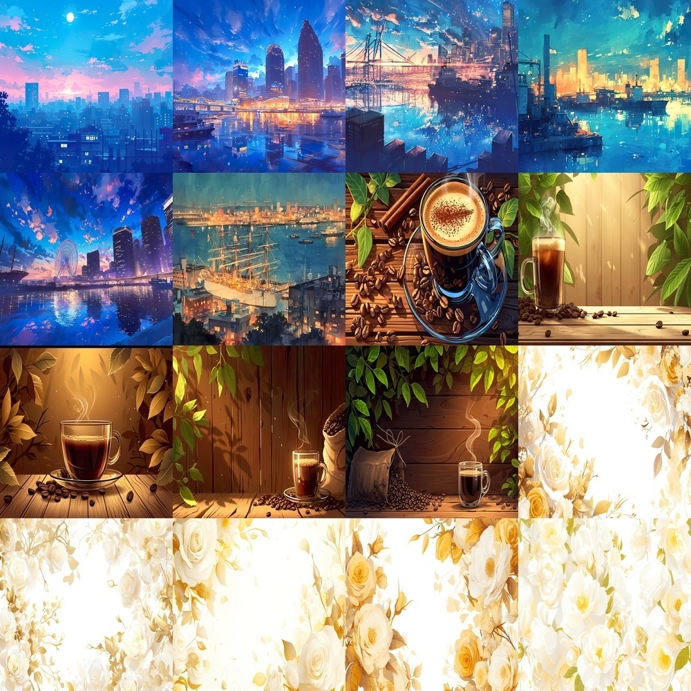 ビル群と多彩な背景パック