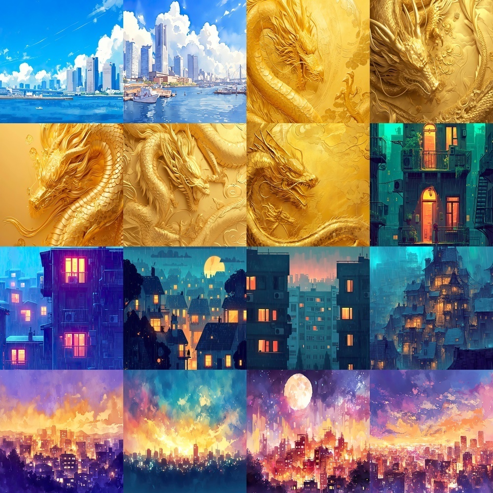 ビル群と多彩な背景パック