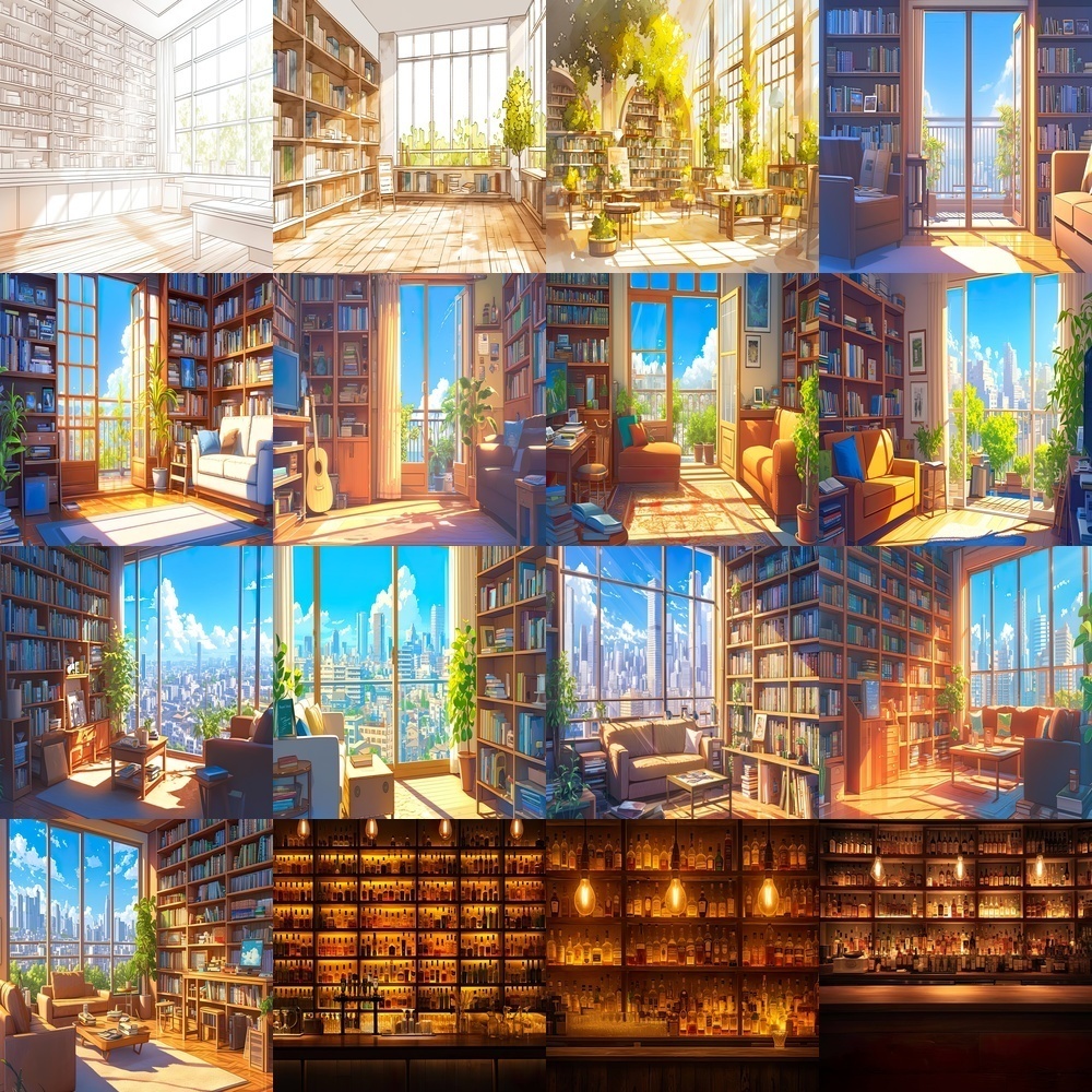 多彩なシーンとアイテム背景パック