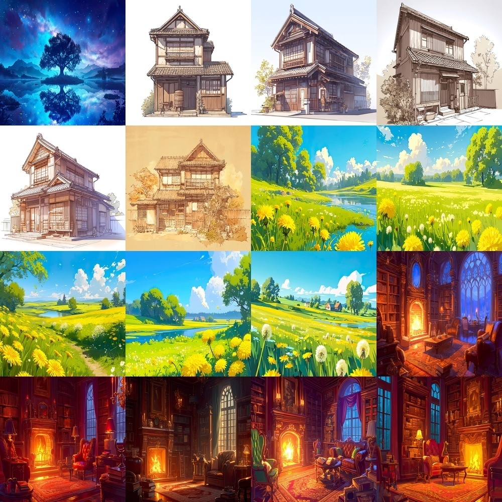 多彩なシーンと自然風景背景パック