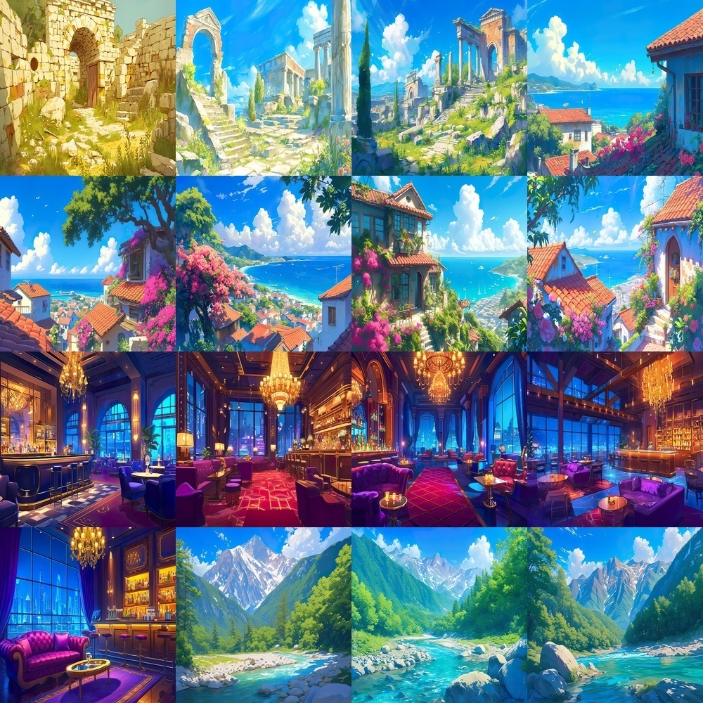 多彩なシーンと自然風景背景パック