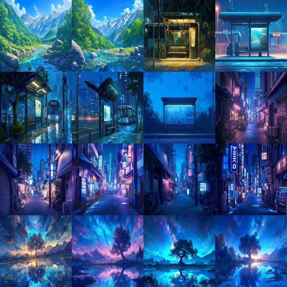 多彩なシーンと自然風景背景パック