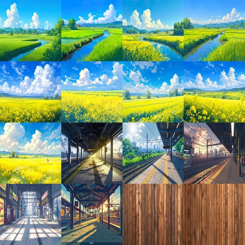 多彩なシーンと自然風景背景パック