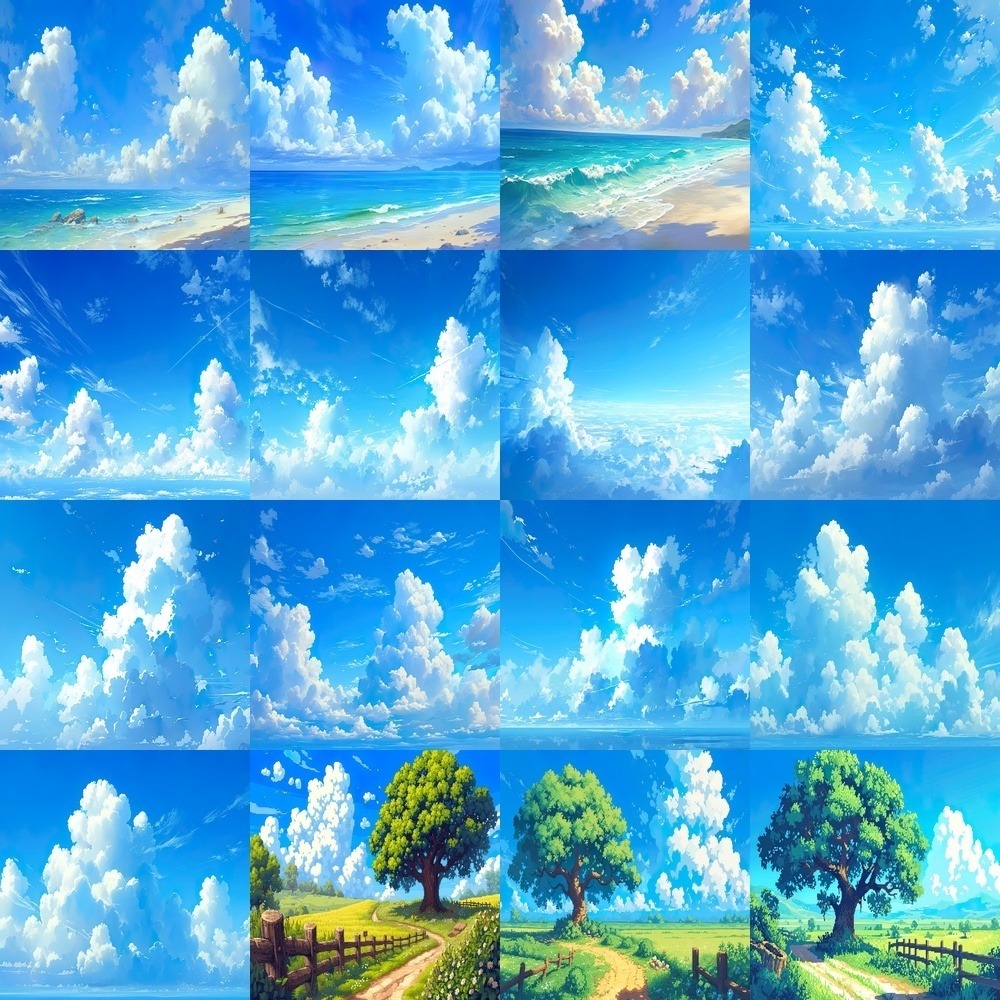 青空と自然風景背景パック