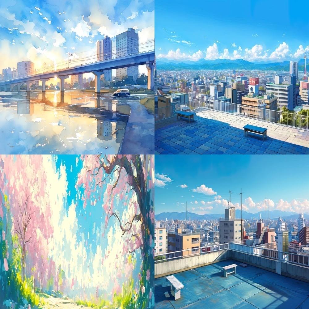 都市風景と自然の背景パック