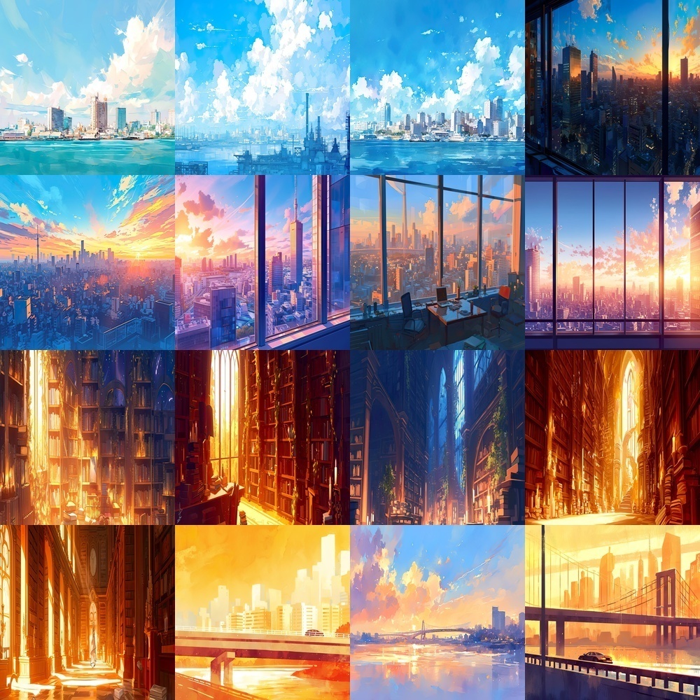 都市風景と自然の背景パック