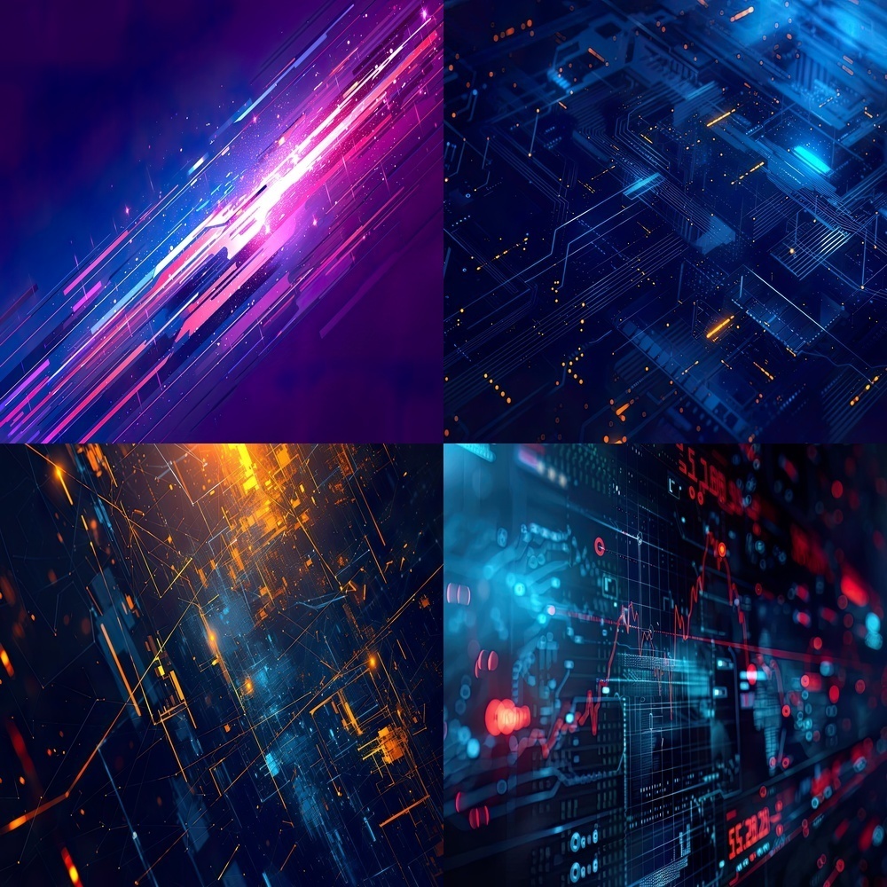 未来的テクノロジーと自然風景背景パック