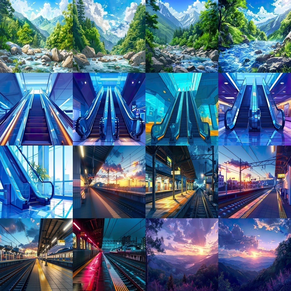 未来的テクノロジーと自然風景背景パック