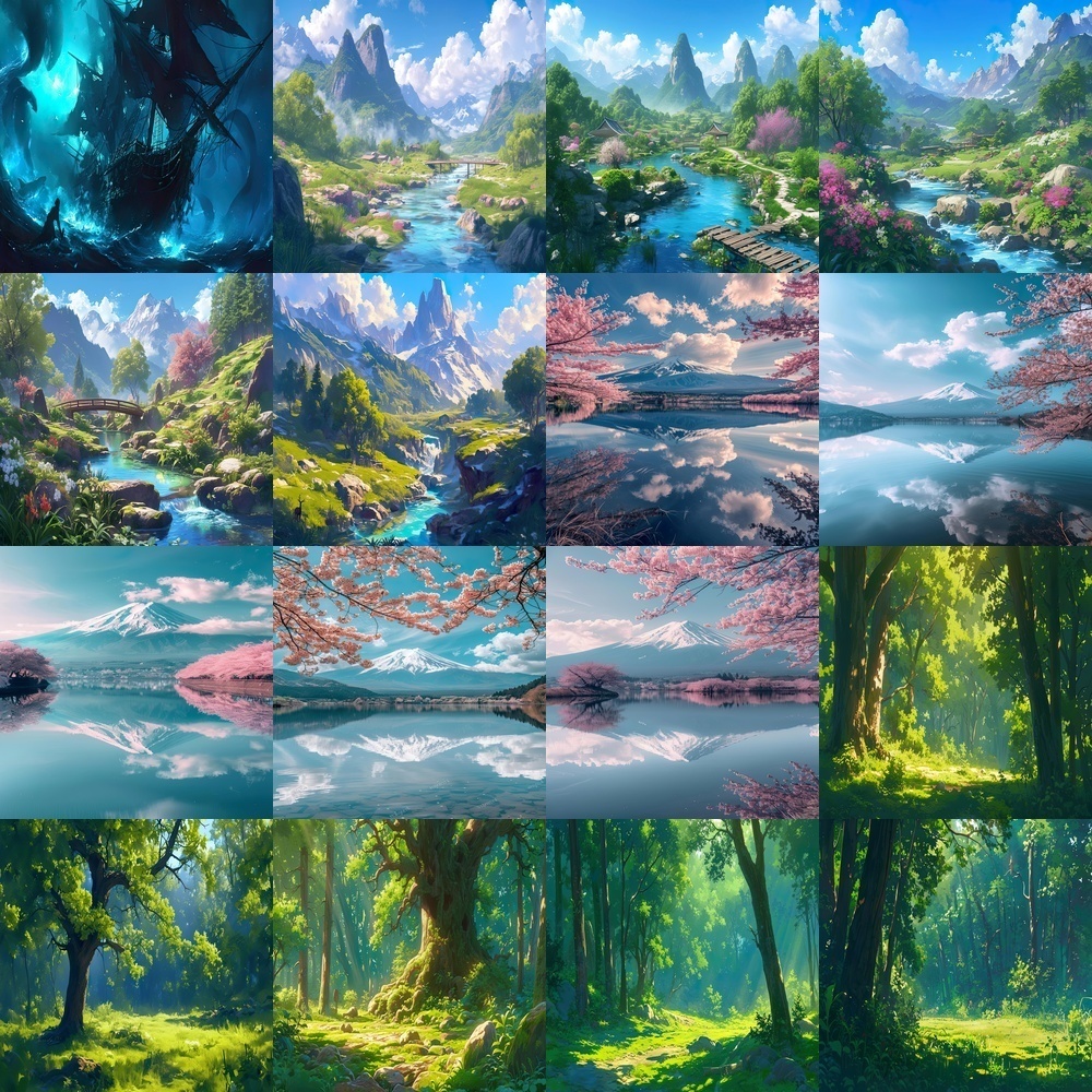 多彩なリビングと風景背景パック