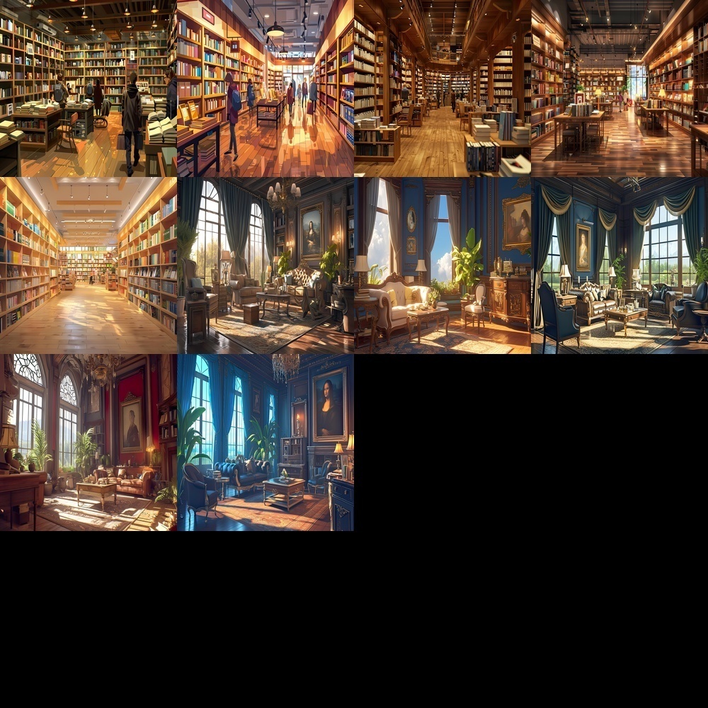 多彩なリビングと風景背景パック