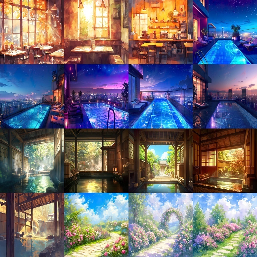 多彩な季節と風景背景パック