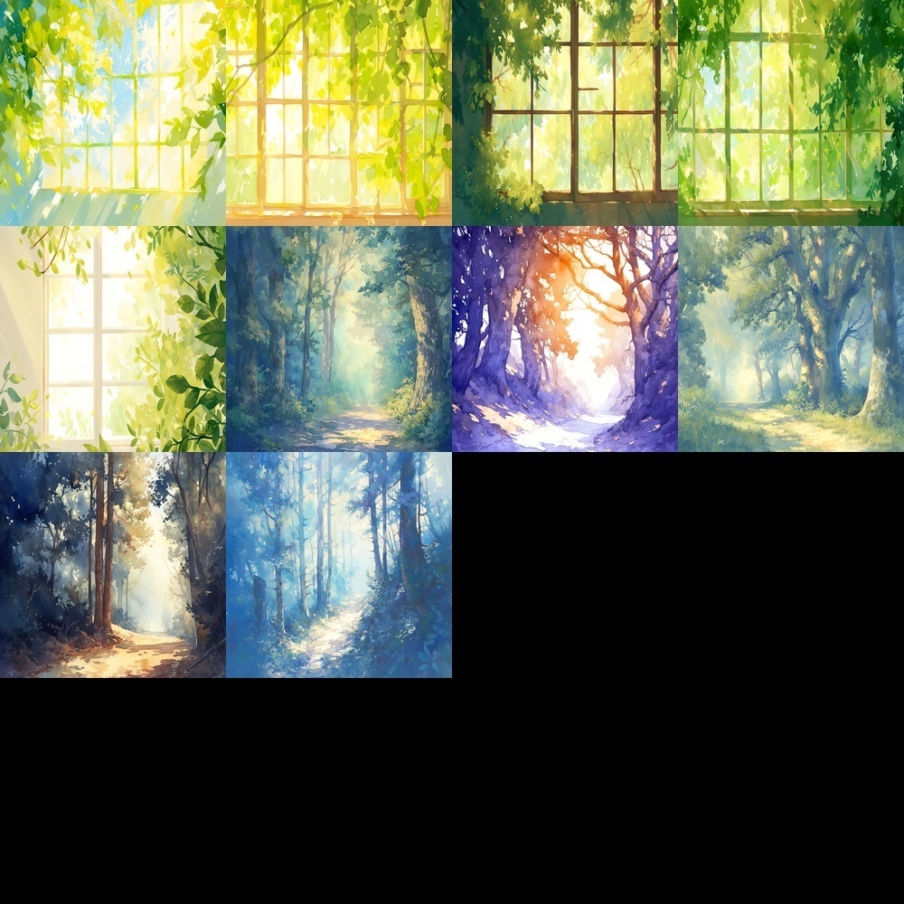 多彩な寝室と洞窟背景パック