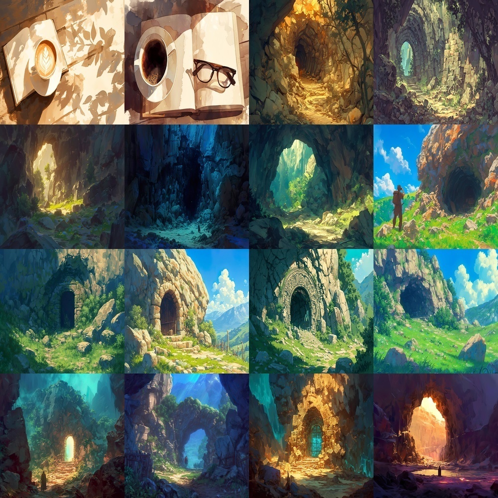 多彩な寝室と洞窟背景パック