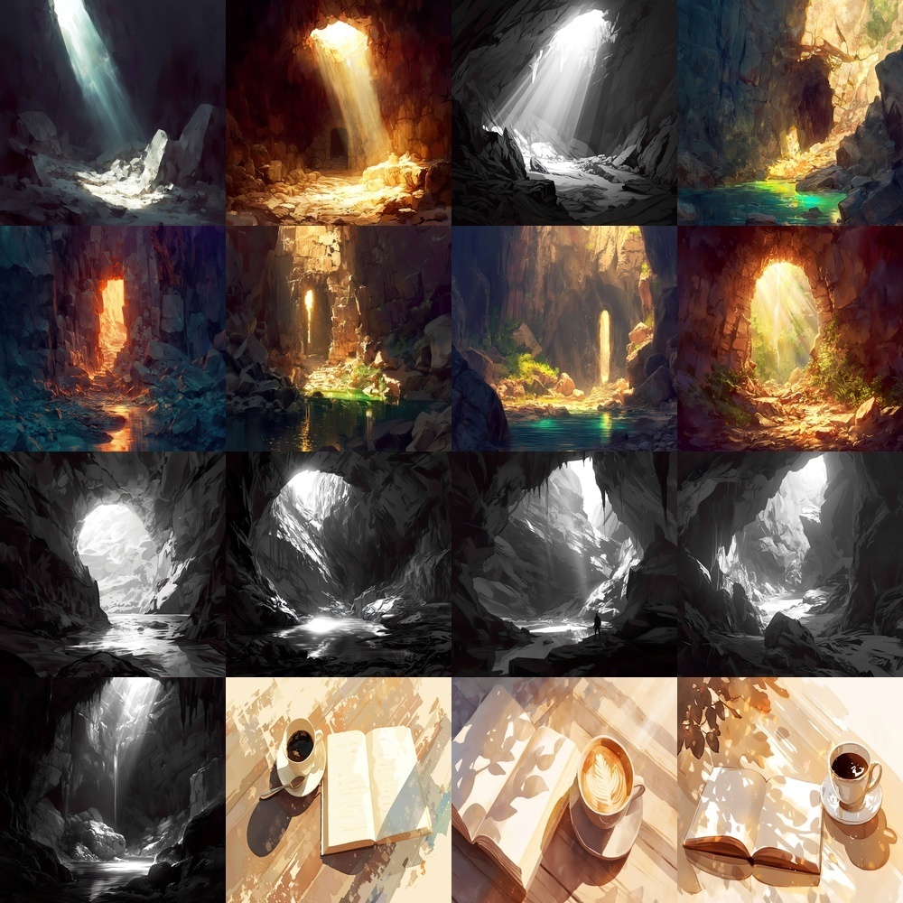 多彩な寝室と洞窟背景パック