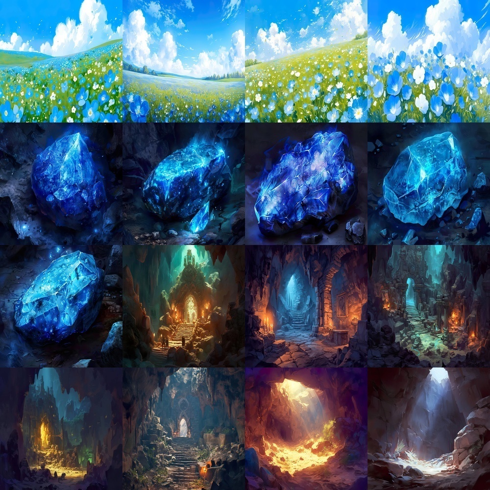 多彩な寝室と洞窟背景パック