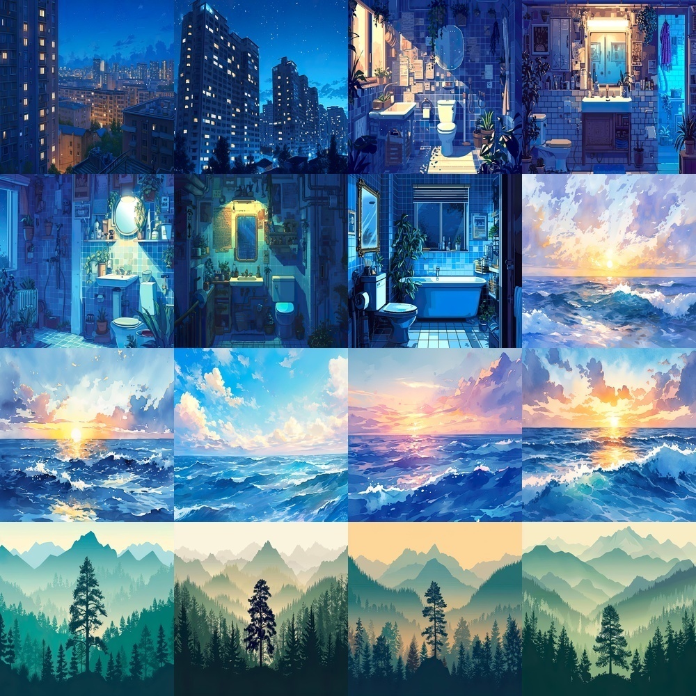 多彩なシーンと季節の風景背景パック