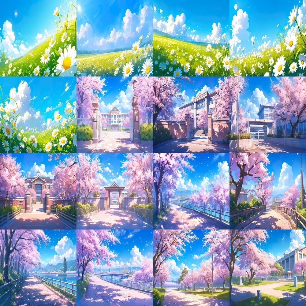 満開の桜と春の風景素材パック