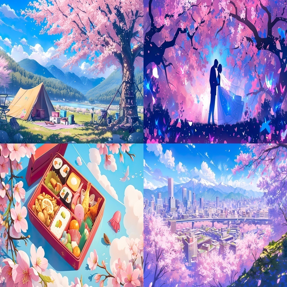 満開の桜と春の風景素材パック