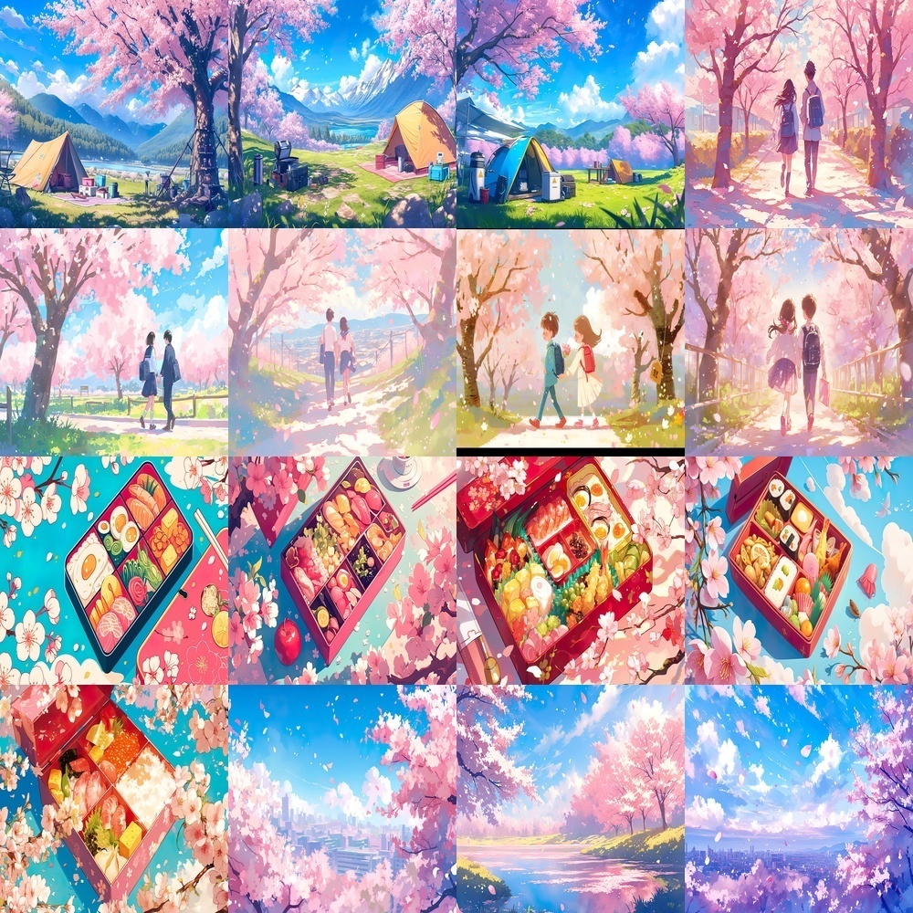 満開の桜と春の風景素材パック