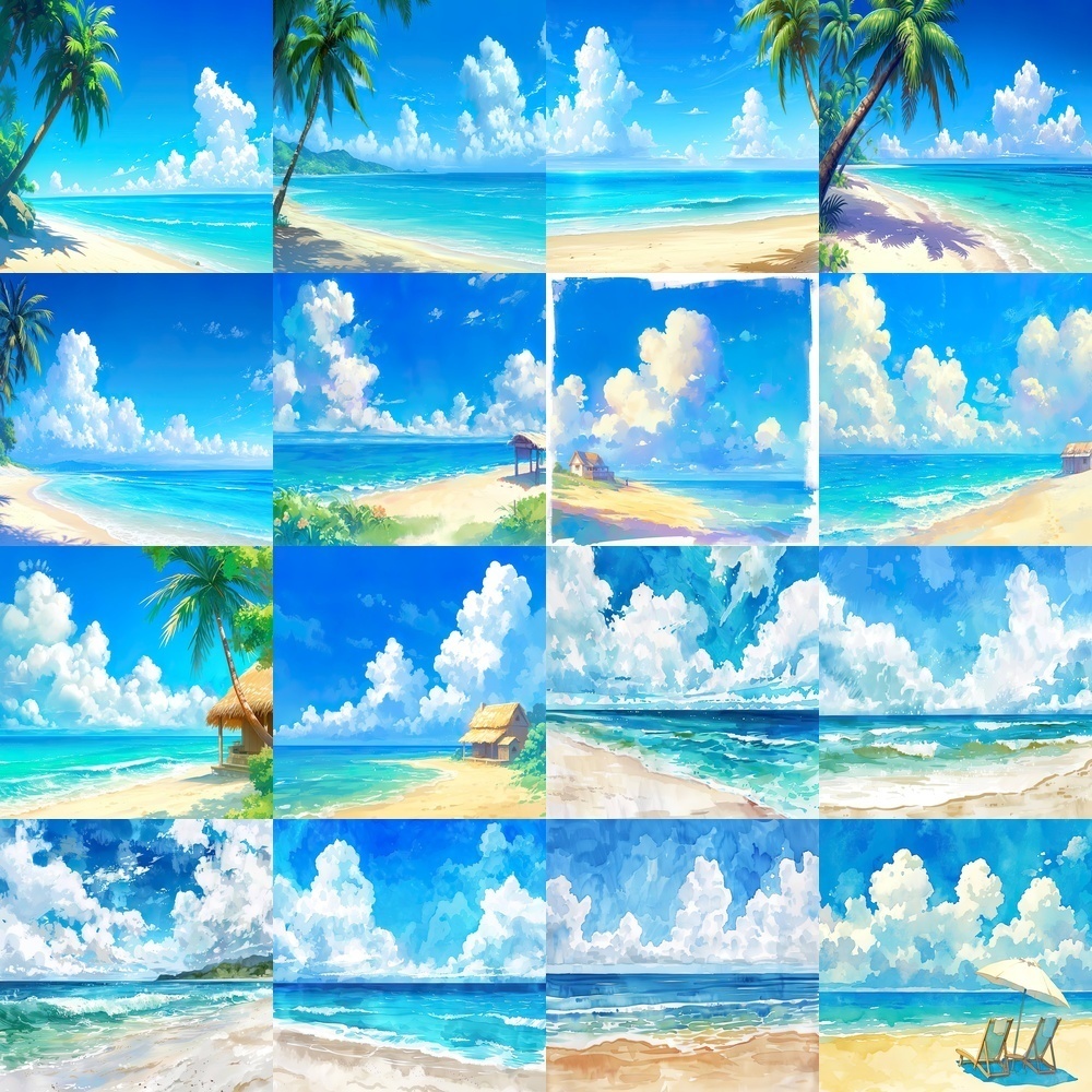 夏のビーチ&リゾート風景素材パック