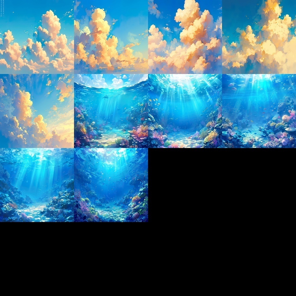 オレンジ&夕焼けの風景素材パック