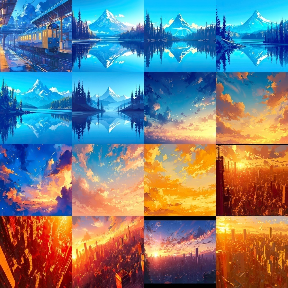 オレンジ&夕焼けの風景素材パック