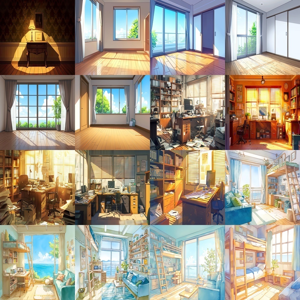 多彩な部屋の風景素材パック