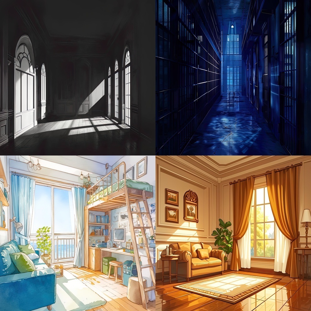 多彩な部屋の風景素材パック