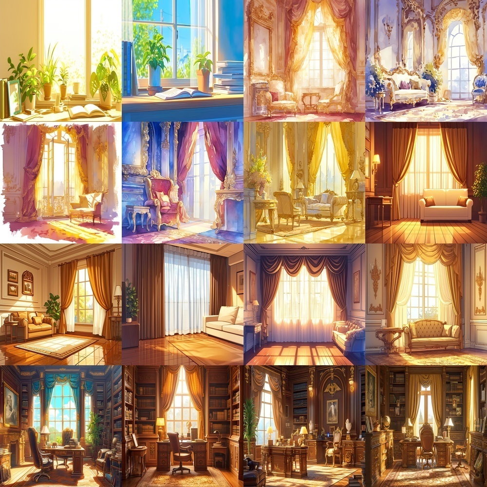 多彩な部屋の風景素材パック