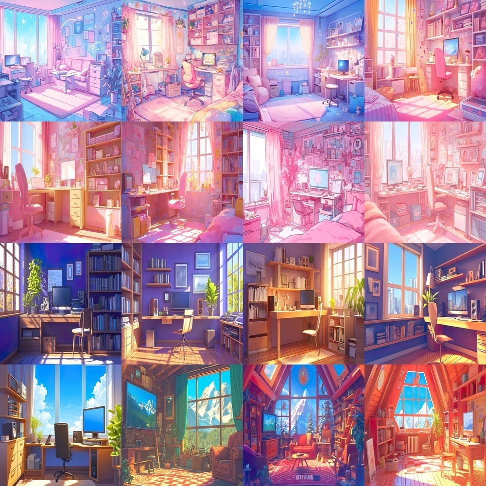 多彩な部屋の風景素材パック