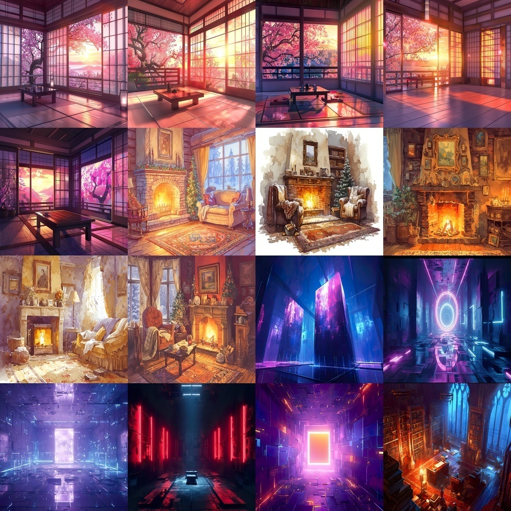 多彩な部屋の風景素材パック