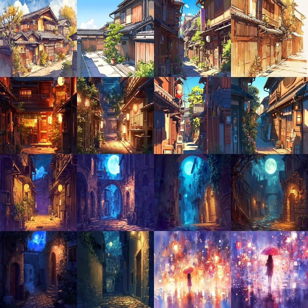 多様な街並みの風景素材パック