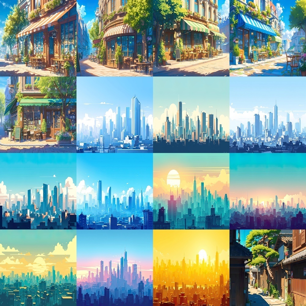 多様な街並みの風景素材パック