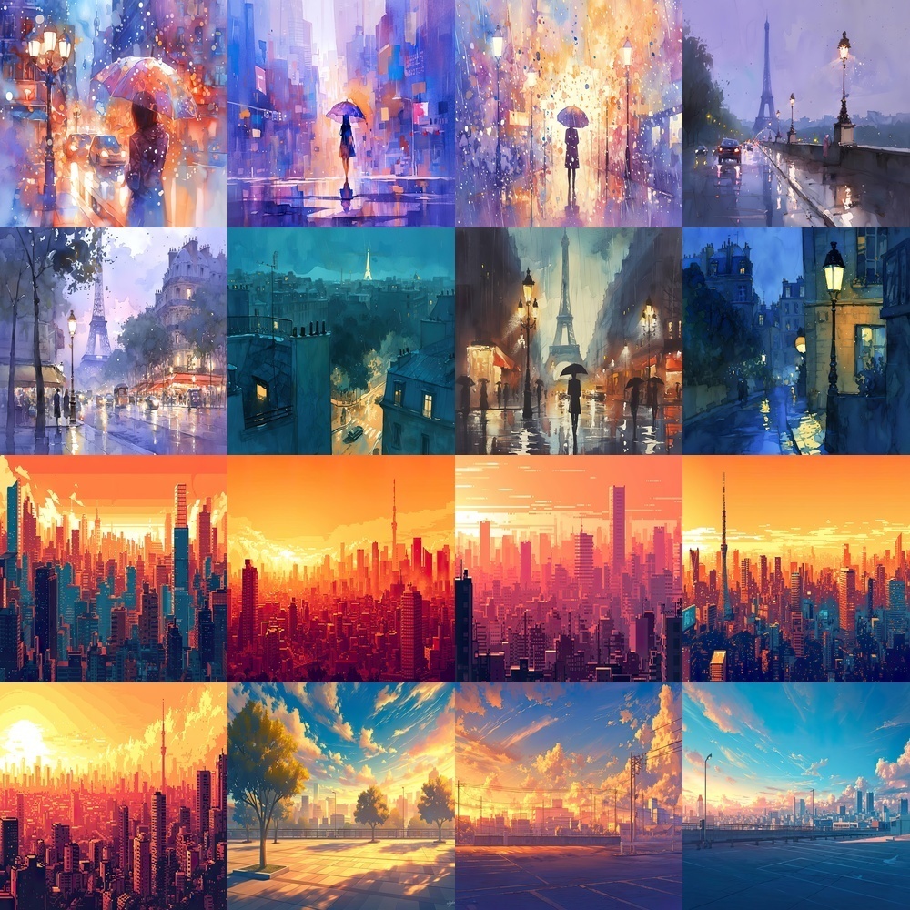 多様な街並みの風景素材パック