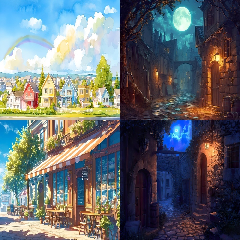 多様な街並みの風景素材パック