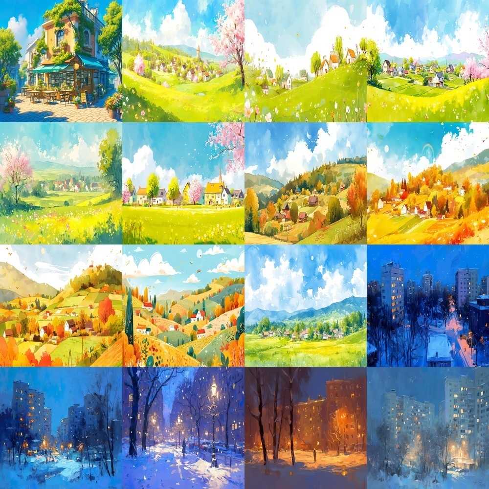 多様な街並みの風景素材パック